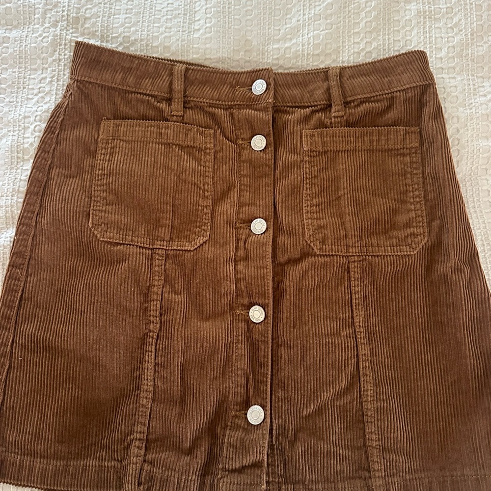 GAP Tan Corduroy Button-Front Mini Skirt